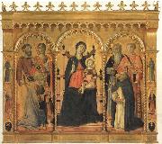 Madonna and Child Enthroned with SS.Bartholomew,James,Eligius,Andrew,Lawrence and Dominic Vecchietta