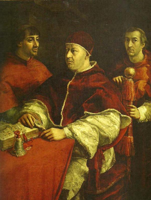 Raphael pope leo x with cardinals giulio de'