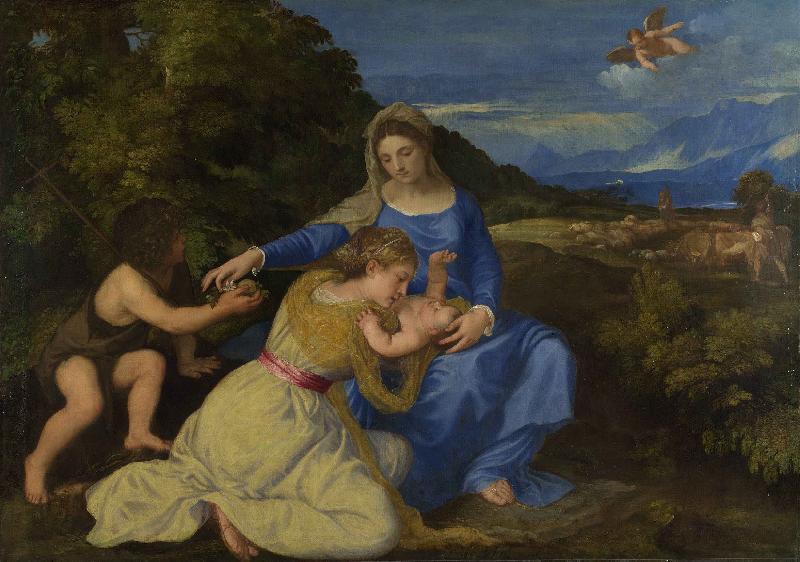 Titian The Virgin and Child with the Infant Saint John and a Female Saint or Donor